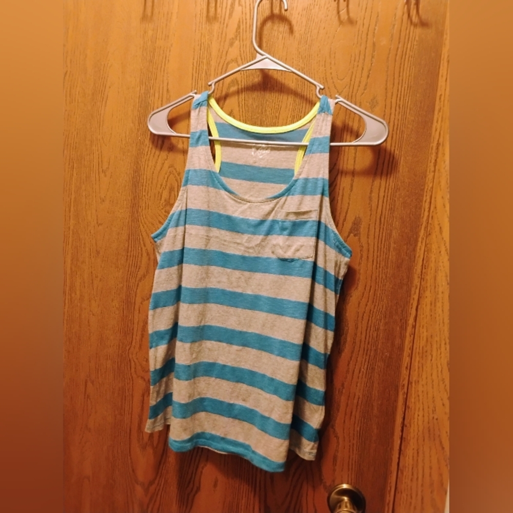 Justice Blue and Gray Striped Tank Top